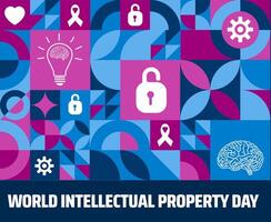 World Intellectual Property Day geometric shape pattern background banner or poster design template. observed every year in April. Holiday concept. Use to any Template, card, poster, placard. vector