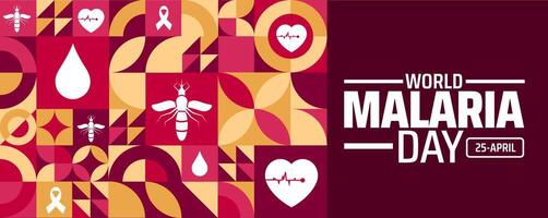 World Malaria Day geometric shape pattern background banner or poster design template. observed every year in April. Holiday concept. Use to any Template, card, poster, placard, template. vector