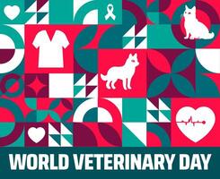 world veterinary day geometric shape pattern background banner or poster design template. observed every year in April. Holiday concept. Use to any Template, card, poster, placard, template. vector