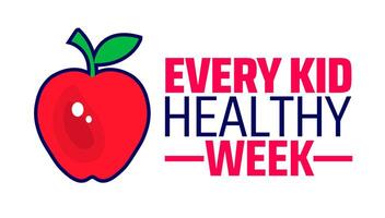 Every Kid Healthy Week background banner or poster design template with apple design vector