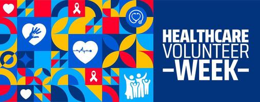 healthcare volunteer week geometric shape pattern background banner or poster design template. observed every year in April. Holiday concept. Use to any Template, card, poster, placard, template. vector