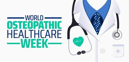 World Osteopathic Healthcare Week background banner or poster design template. observed every year in April. Holiday concept. Use to any Template, card, poster, placard, template. vector