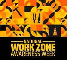 National Work Zone Awareness Week geometric shape pattern background banner or poster design template. observed every year in April. Holiday concept. Use to any Template, card, poster, placard. vector