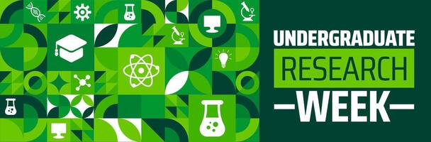 Undergraduate Research Week geometric shape pattern background banner or poster design template. observed every year in April. Holiday concept. Use to any Template, card, poster, placard, template. vector
