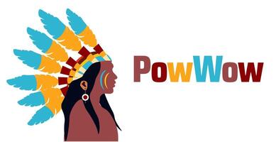 PowWow background banner or poster design template. observed every year in April. Holiday concept. Use to any Template, card, poster, placard, template. vector