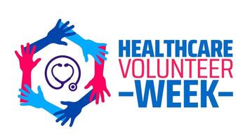 healthcare volunteer week background banner or poster design template. observed every year in April. Holiday concept. Use to any Template, card, poster, placard, template. vector
