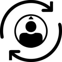 User Feedback Loop Concept Person Inside Circle With Arrows, Illustrating Iteration and Continuous Improvement in Black and White vector