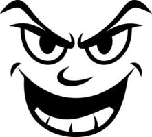 Halloween Evil Cartoon Face Expression With Grin, Smile, And Sharp Teeth Isolated On White Background, Horror Concept vector