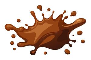 Cartoon Style Chocolate Splash Isolated on White, Delicious Beverage or Sweet Dessert Element for Design vector