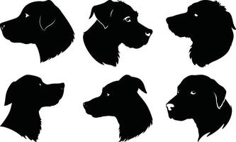 Silhouetted Canine Portraits Assorted Black Dog Breed Profiles Isolated Against White Backdrop For Pet Lovers and Design Use vector