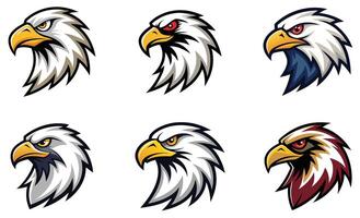 Diverse Eagle Head Mascot Logo Collection Customizable American Bald Eagle Illustrations for Sports, Teams, and Branding Projects vector