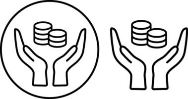 An image of hands holding money. You have money in your hands. Hands holding dollar, euro money in a flat and linear style - stock image. icon of finance and wealth vector