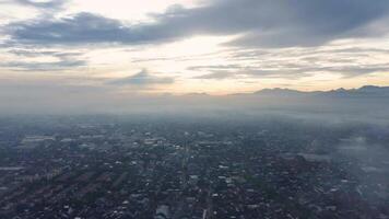 The view from an airplane as it flies over a city video