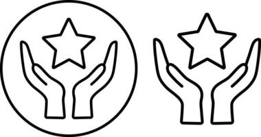 The star icon is in your hands. A person's badge of honor. Quality of service. Customer rating. The best rating. A prize for the winner. vector