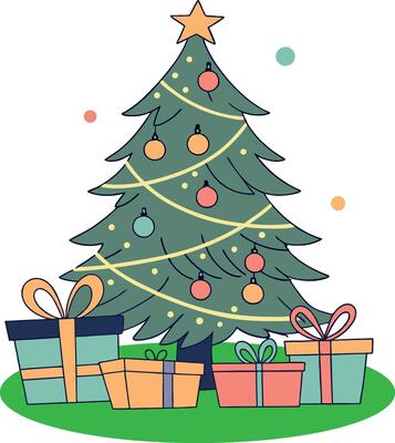 Flat Design Christmas Tree Vectors Art for Web and Print