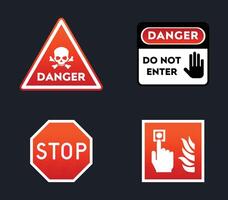 Set of danger and prohibition warning signs vector