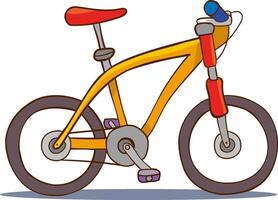 Simple bicycle clipart. A simple and colorful drawing of a yellow bicycle with red details, suitable for children's books or educational materials vector