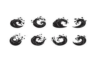 Black Wave Icons Designs Collection Unique Abstract Ink Style vector
