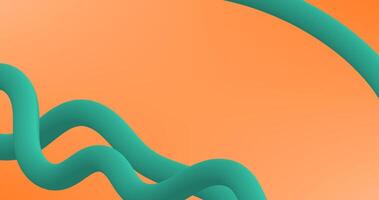 Abstract background with green wavy lines on orange background. illustration vector