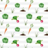 Seamless pattern with watercolor vegetables. Farm vegetables watercolor pattern. Cabbage, carrots, radishes vector