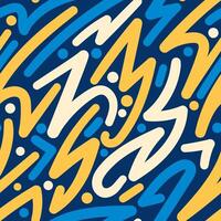 A blue and yellow abstract pattern with a lot of different shapes vector
