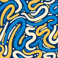 Abstract seamless pattern with blue and yellow lines vector