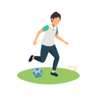 Student practicing soccer skills on a field sports activity outdoor setting dynamic viewpoint focus on technique png