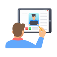 Student engaged with tablet in classroom digital learning environment educational scene close-up view technology concept png