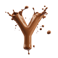 Liquid Chocolate Forms Letter Y, Splashing Dynamically and Elegantly in Slow Motion png