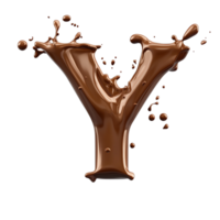 Chocolate Liquid Forms Letter Y in a Splash Dynamically, Visually Appealing png