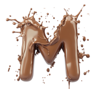Chocolate Liquid Letter M Splashing Dynamically and Elegantly in Motion, Forming a Stunning Visual Masterpiece. png