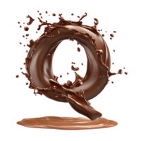 Chocolate Liquid Forms Letter Q with a Splash, Creating a Delicious Abstract Art png
