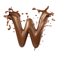 Chocolate Liquid Letter W Splashes Dynamically, Forming a Delicious Alphabet, Visually Appealing png