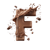 Chocolate Letter F Melts, Drips, Splats, and Flows Dynamically png