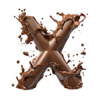 Liquid Chocolate X Letter Forms with Delicious Melted Chocolate Splash, Forming an 'X' Shape Dynamically png