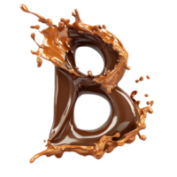 Chocolate Liquid Forms Letter B Splashing Dynamically and Viscously png