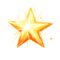 Glowing Star Illustration with Radiating Lines and Sparkles on Black png