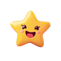 Happy Yellow Star Cartoon Character Smiling on Black Background png