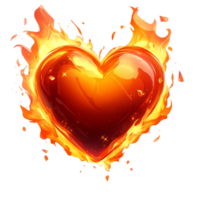 Heart on Fire Artistic Rendering Glowing with Love and Passion png