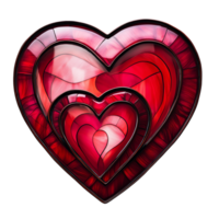 Red Heart Shapes Nested with Decorative Border Isolated on Black png