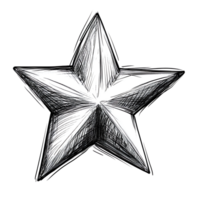 Drawing of Geometric Star Shape Against Black Background with Shading png