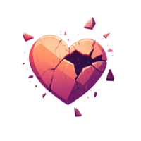 Cracked Heart with Fragments on Dark Background Symbolizing Broken Emotions png