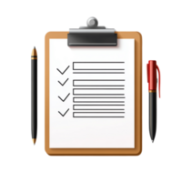 Checklist on Clipboard with Pens for Task Management and Planning png