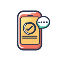 Smartphone Showing Confirmation Checkmark and Message Bubble Notification Icon png
