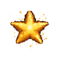 Glowing Pixel Star with Shimmering Particles on Dark Background png