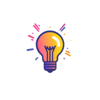 Lightbulb Shining with Colorful Rays on a Black Background Illustration png