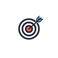 Target with Arrow in Center on Dark Background Showing Accuracy png