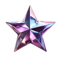 Shiny Metallic Star Shape with Colorful Reflection on Black Background png