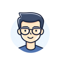 Cartoon Man with Glasses Smiling in a Round Frame Avatar png