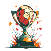 Illustrative Soccer Ball Inside Trophy Cup with Abstract Colorful Splashes png